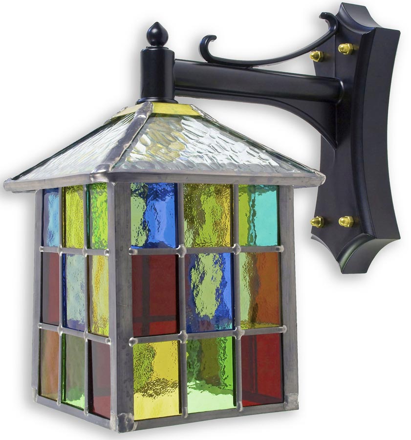 Lynmouth Multi Coloured Stained Glass Square Outdoor Wall Lantern
