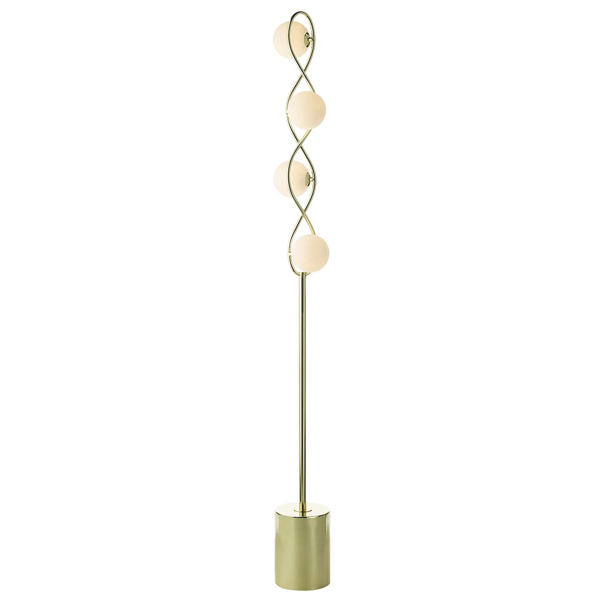 Dar Lysandra 4 Light Floor Lamp Polished Gold Opal Glass