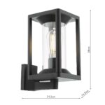 Dar Mackenzie Modern Outdoor Wall Lantern Matt Black