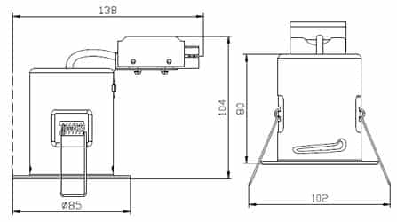 mains voltage 90-minute fire rated fixed downlight