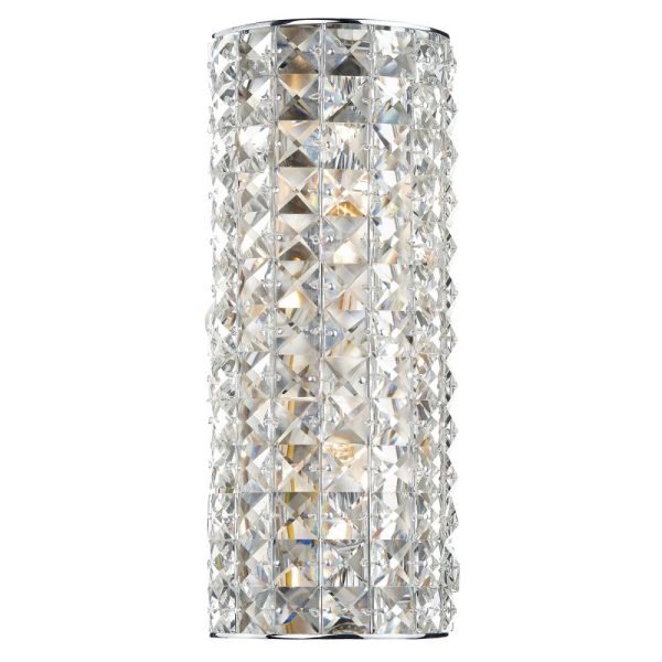 Matrix 2 lamp crystal wall light in polished chrome on white background