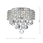 Dar Matrix 5 Light Flush Crystal Ceiling Light Chrome
