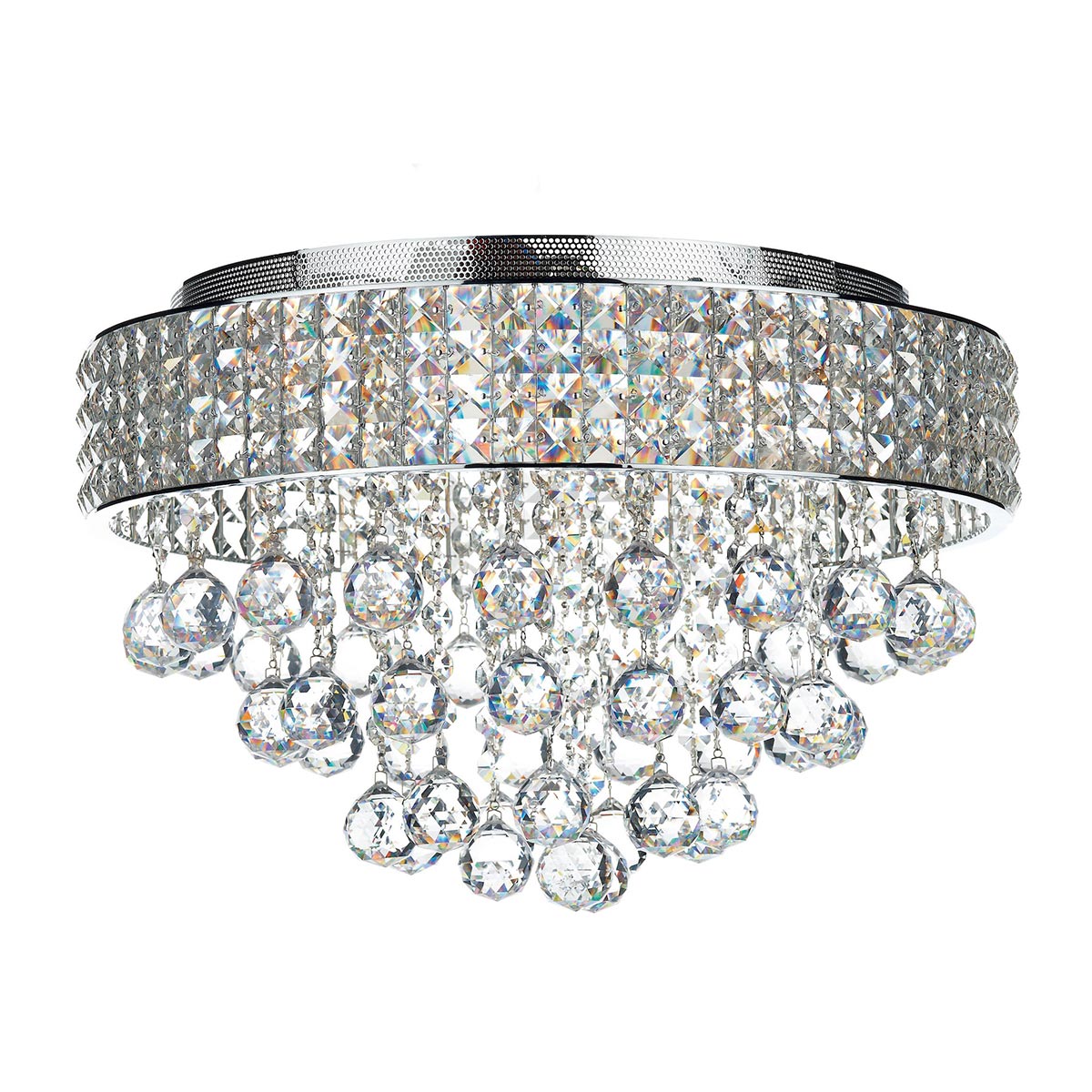 Dar Matrix 5 Light Flush Crystal Ceiling Light Chrome