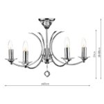 Dar Medusa Chrome 5 Light Dual Mount Chandelier Crystal