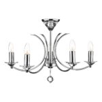 Dar Medusa Chrome 5 Light Dual Mount Chandelier Crystal