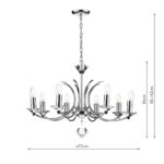 Dar Medusa Chrome 8 Light Dual Mount Chandelier Crystal