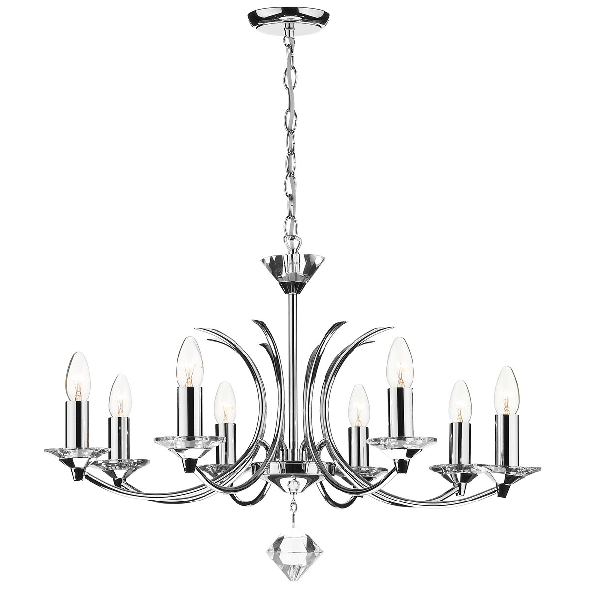 Dar Medusa Chrome 8 Light Dual Mount Chandelier Crystal