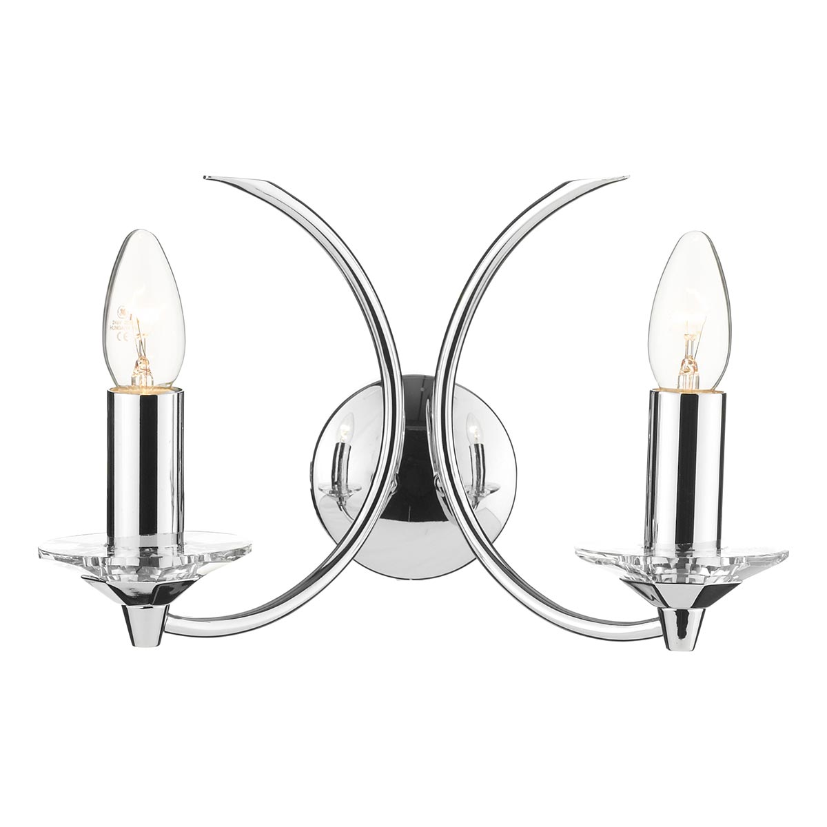 Dar Medusa Switched Twin Chrome Wall Light Crystal MED0950