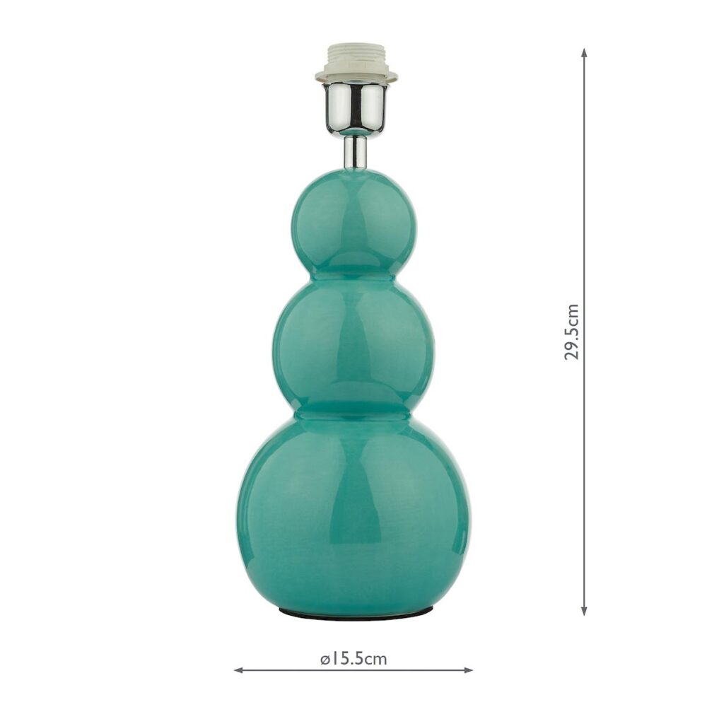 Mia Ceramic Table Lamp Teal Glaze Chrome Detail Base Only