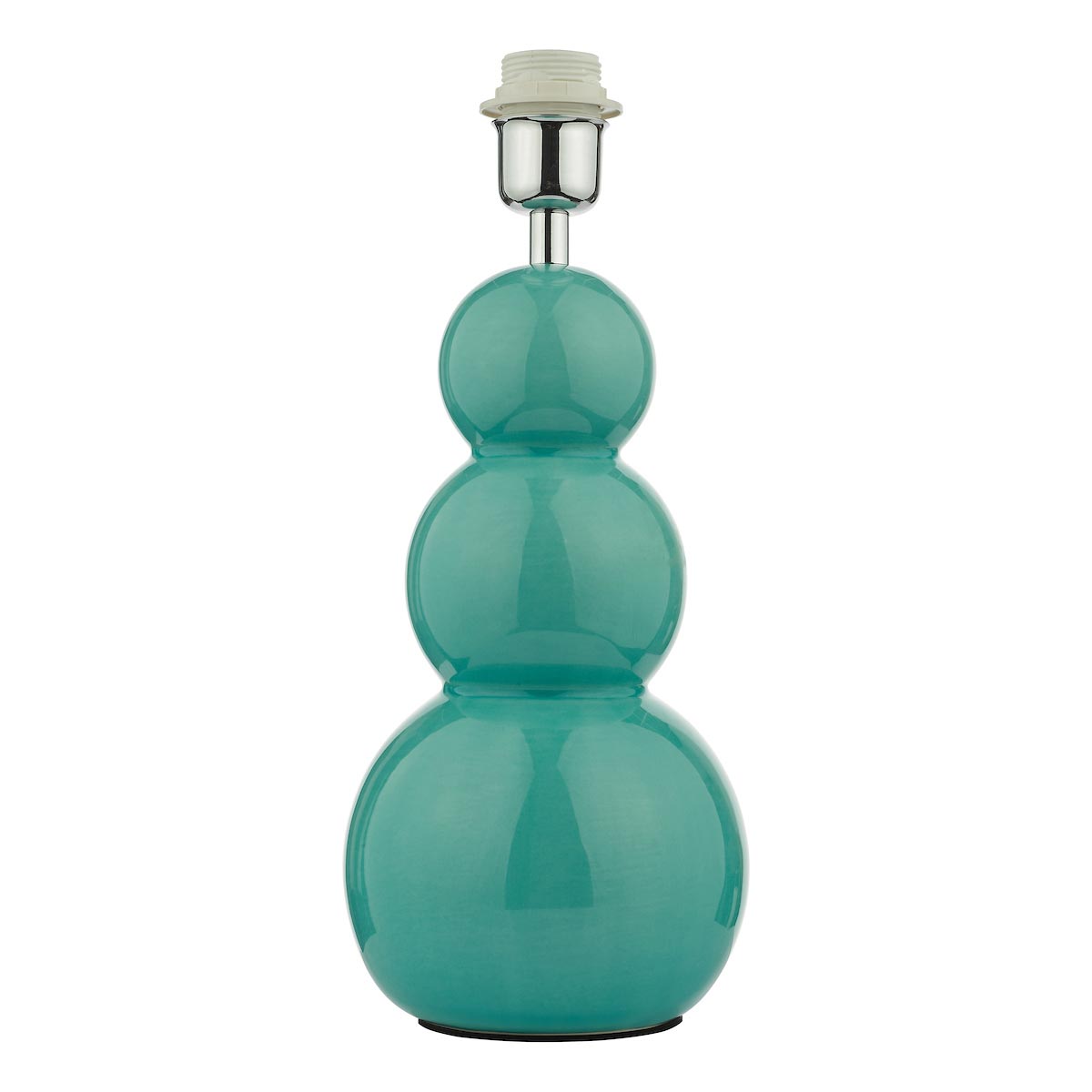 Mia Ceramic Table Lamp Teal Glaze Chrome Detail Base Only