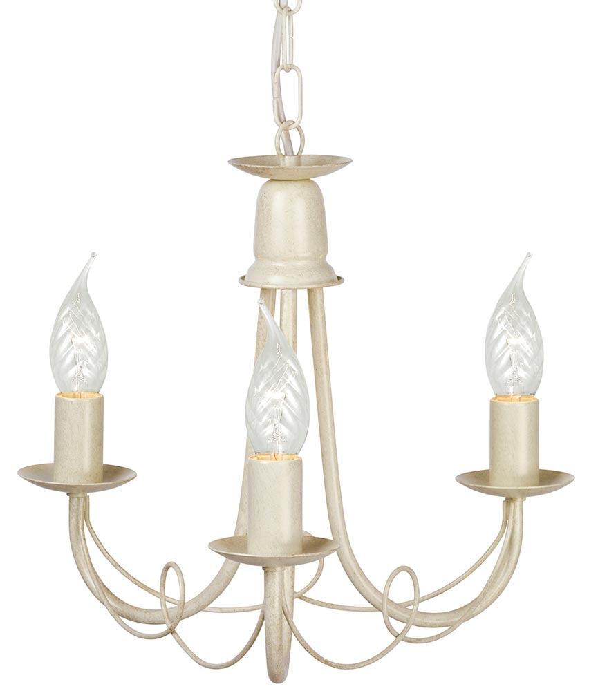 Elstead Minster 3 Light Dual Mount Rustic Chandelier Ivory & Gold