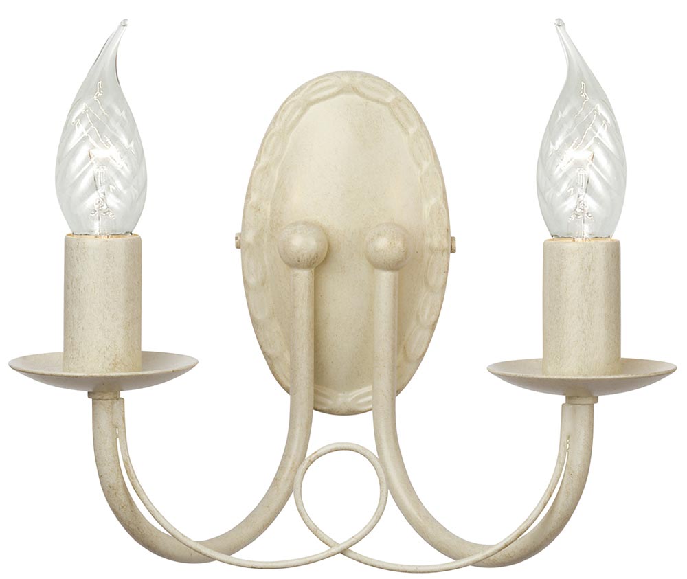 Elstead Minster 2 Arm Rustic Twin Wall Light Ivory & Gold