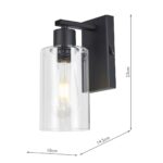 Dar Miu Switched Industrial Wall Light Black Clear Glass