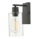 Dar Miu Switched Industrial Wall Light Black Clear Glass