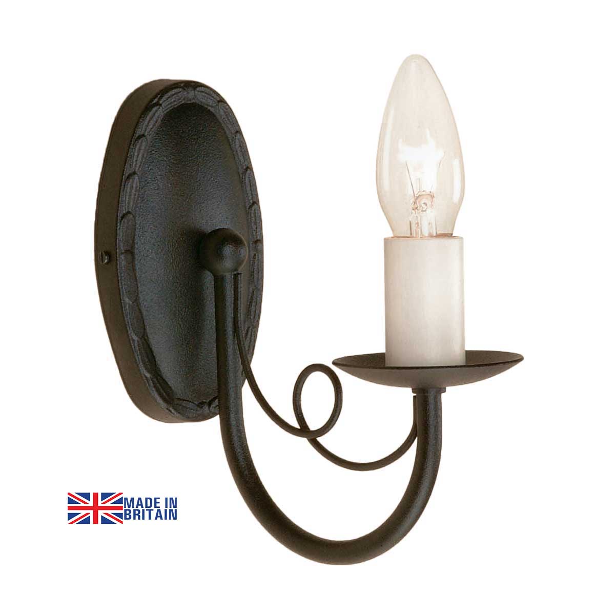 Elstead Minster 1 Arm Rustic Single Wall Light Black