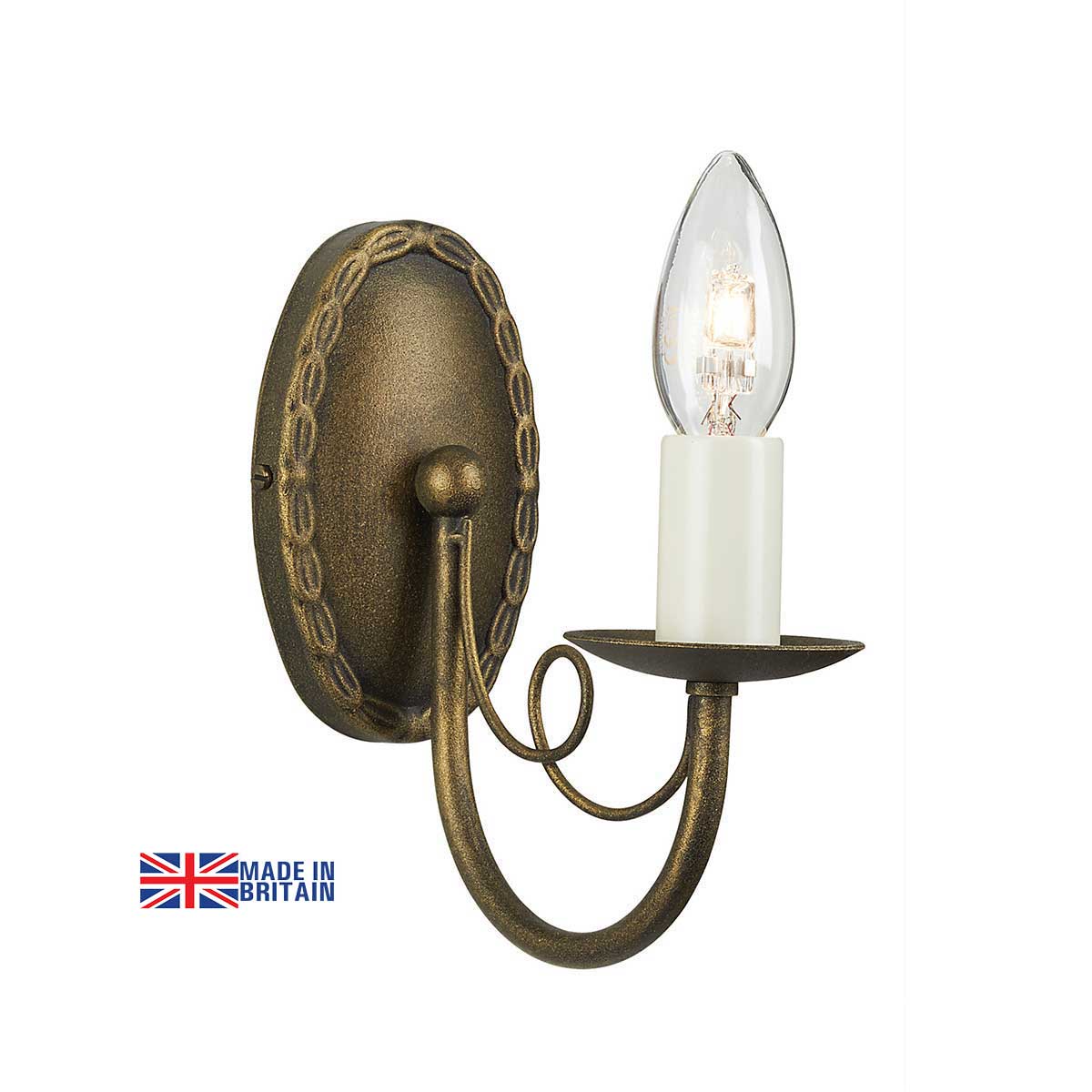 Elstead Minster 1 Arm Rustic Single Wall Light Black & Gold
