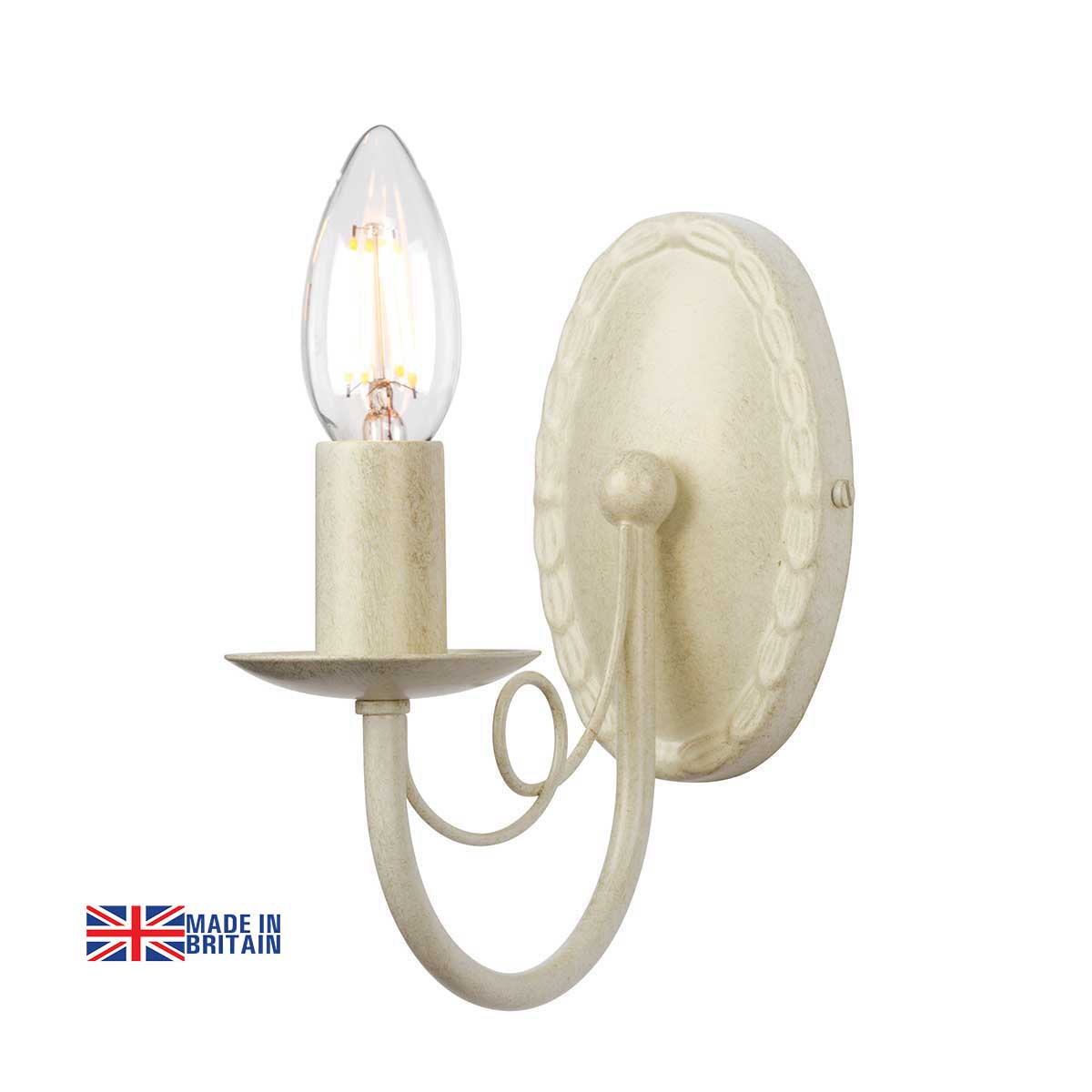 Elstead Minster 1 Arm Rustic Single Wall Light Ivory & Gold