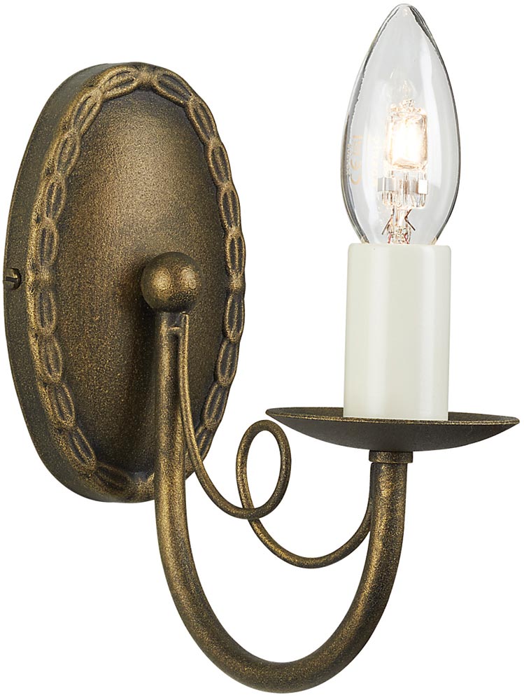 Elstead Minster 1 Arm Rustic Single Wall Light Black & Gold