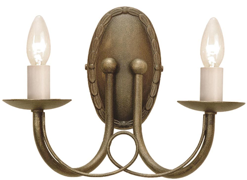 Minster Black And Gold Traditional 2 Arm Gothic Wall Light MN2/BLK/GLD