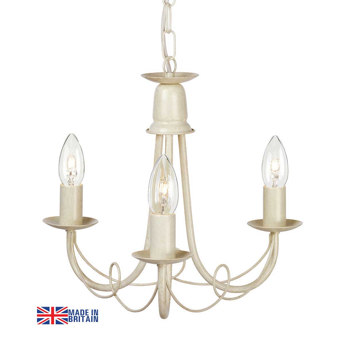 Elstead Minster 3 Light Dual Mount Rustic Chandelier Ivory & Gold