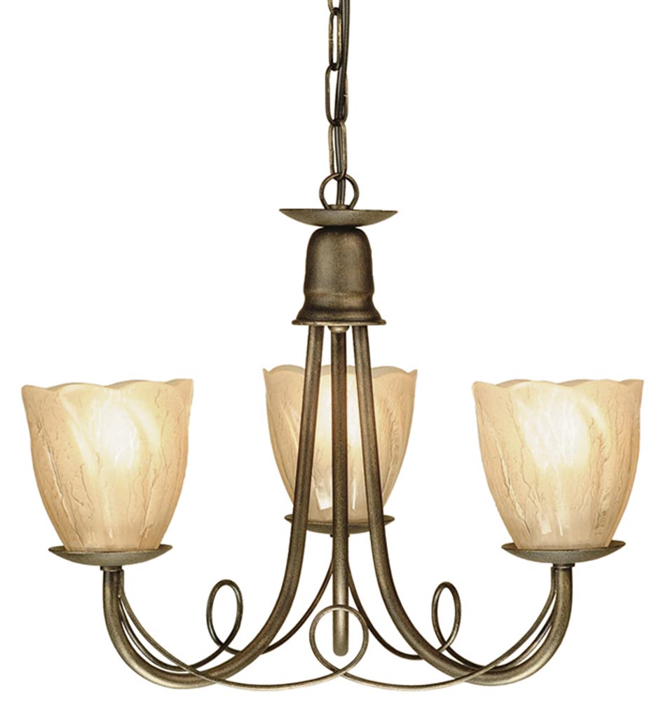 Elstead Minster 3 Light Dual Mount Rustic Chandelier Black & Gold