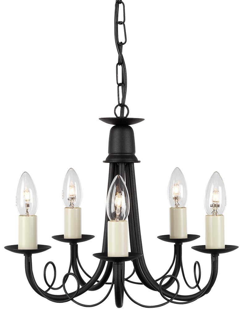 Elstead Minster 5 Light Dual Mount Rustic Chandelier Black