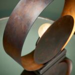 Modern Bronze Patina 1 Light Circular Table Lamp Dark Bronze Base