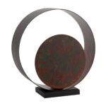 Modern Bronze Patina 1 Light Circular Table Lamp Dark Bronze Base