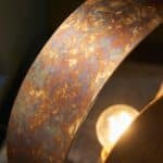 Modern Aged Gold Patina 1 Light Circular Table Lamp Dark Bronze Base