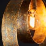Modern Aged Gold Patina 2 Ring 1 Light Circular Pendant Ceiling Light
