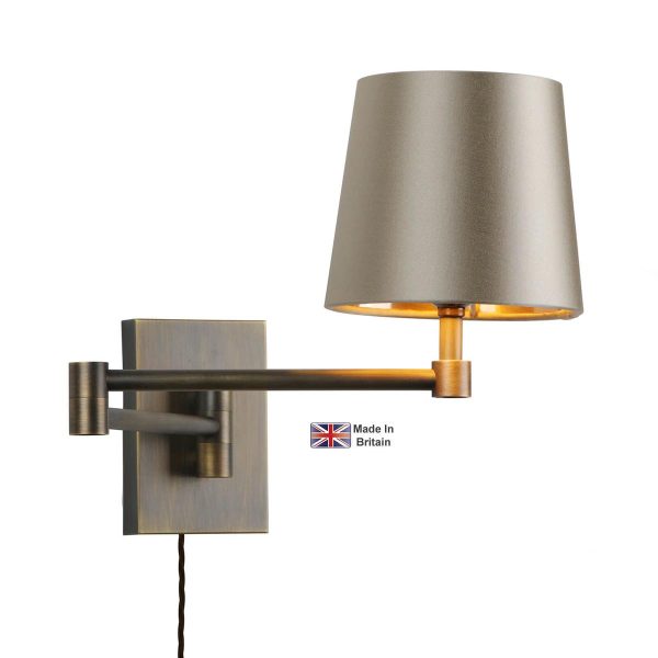 Muswell Swing Arm Plug In Wall Light Solid Antique Brass