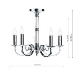 Dar Murray 5 Light Dual Mount Chandelier Polished Chrome