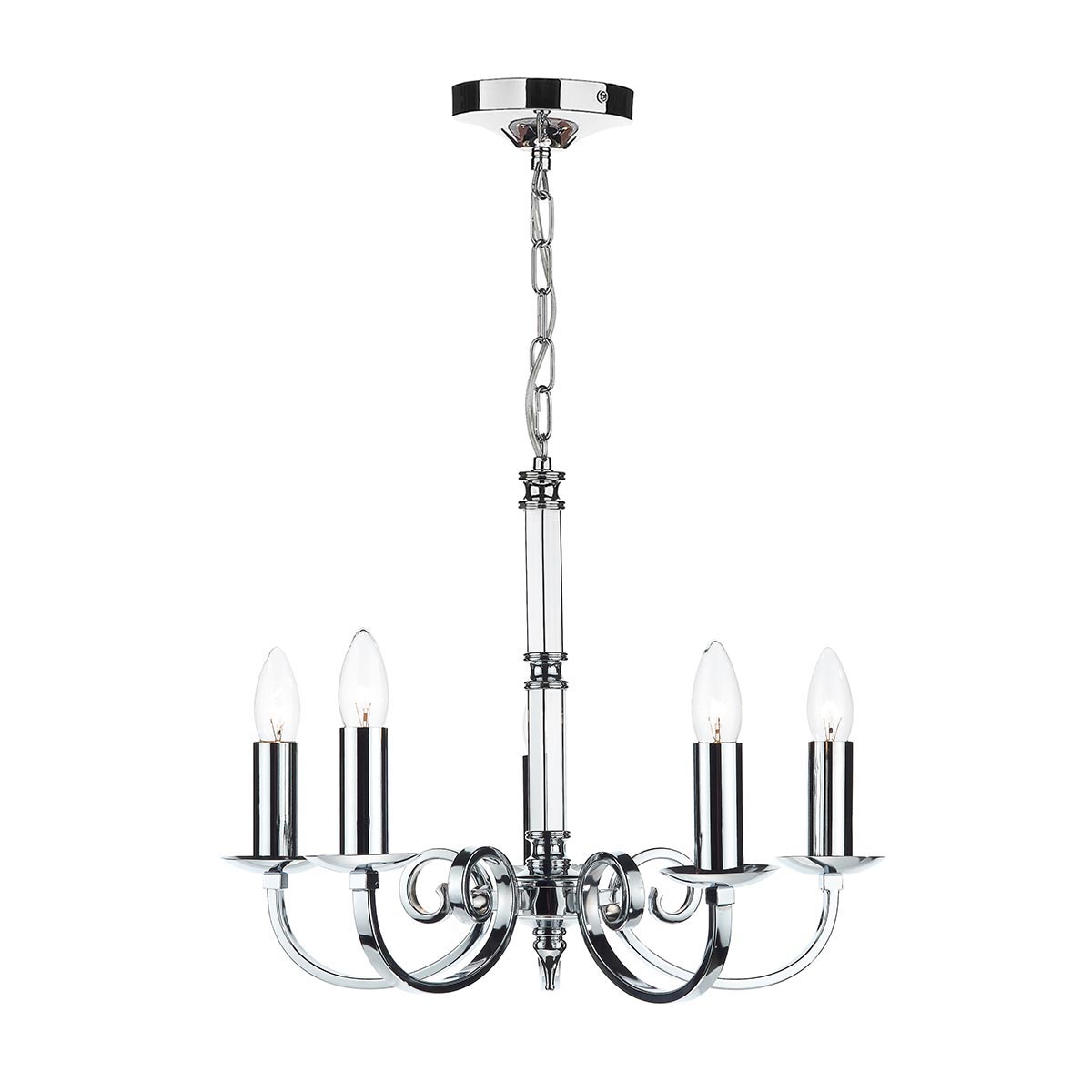 Dar Murray 5 Light Dual Mount Chandelier Polished Chrome