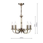 Dar Murray 5 Light Dual Mount Chandelier Antique Brass