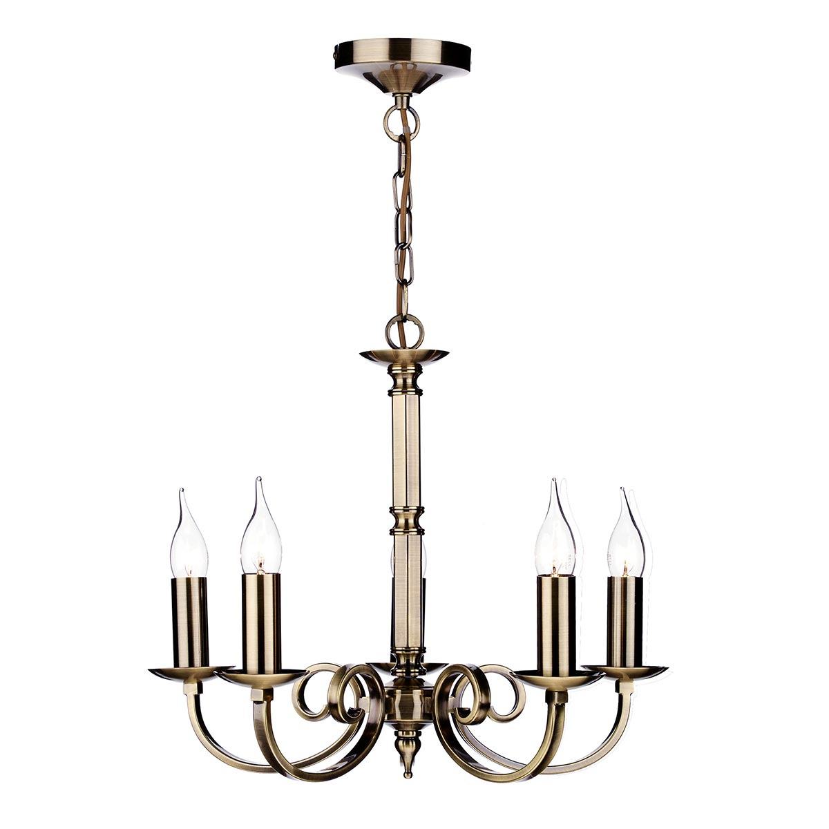 Dar Murray 5 Light Dual Mount Chandelier Antique Brass