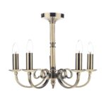 Dar Murray 5 Light Dual Mount Chandelier Antique Brass