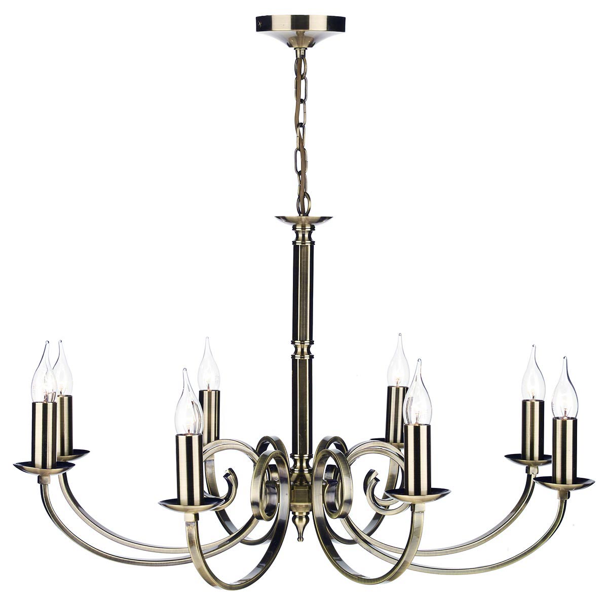 Dar Murray 8 Light Dual Mount Chandelier Antique Brass