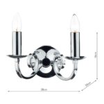 Dar Murray Switched Twin Wall Light Polished Chrome