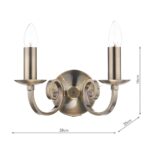 Dar Murray Switched Double Wall Light Antique Brass
