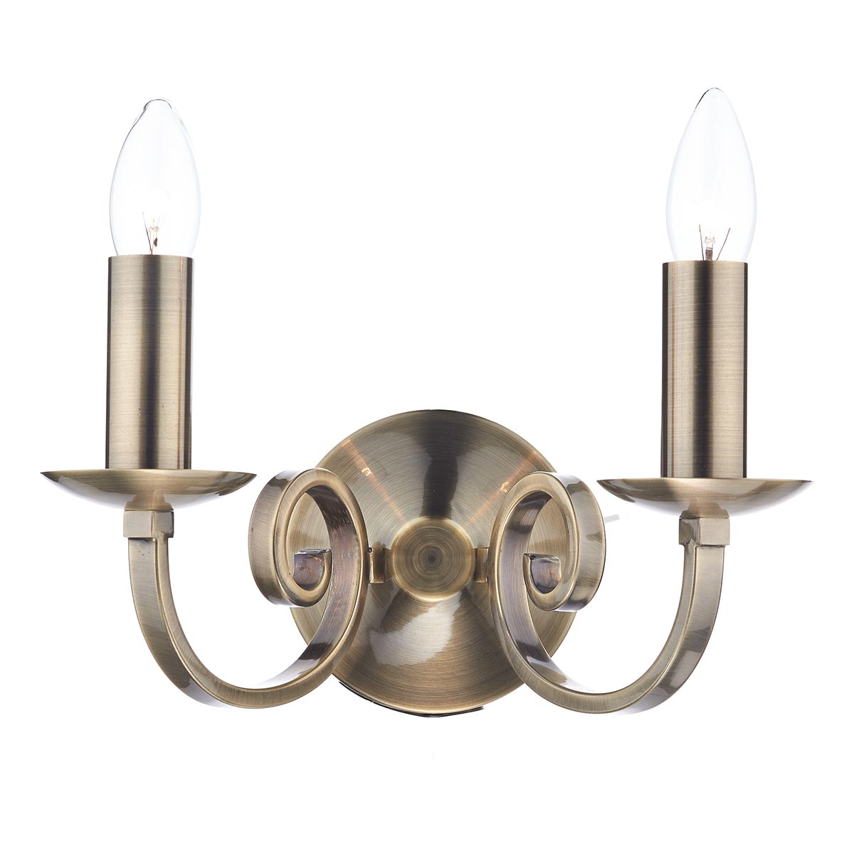 Dar Murray Switched Double Wall Light Antique Brass