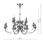 Dar Murray Large 12 Light Dual Mount Chandelier Chrome