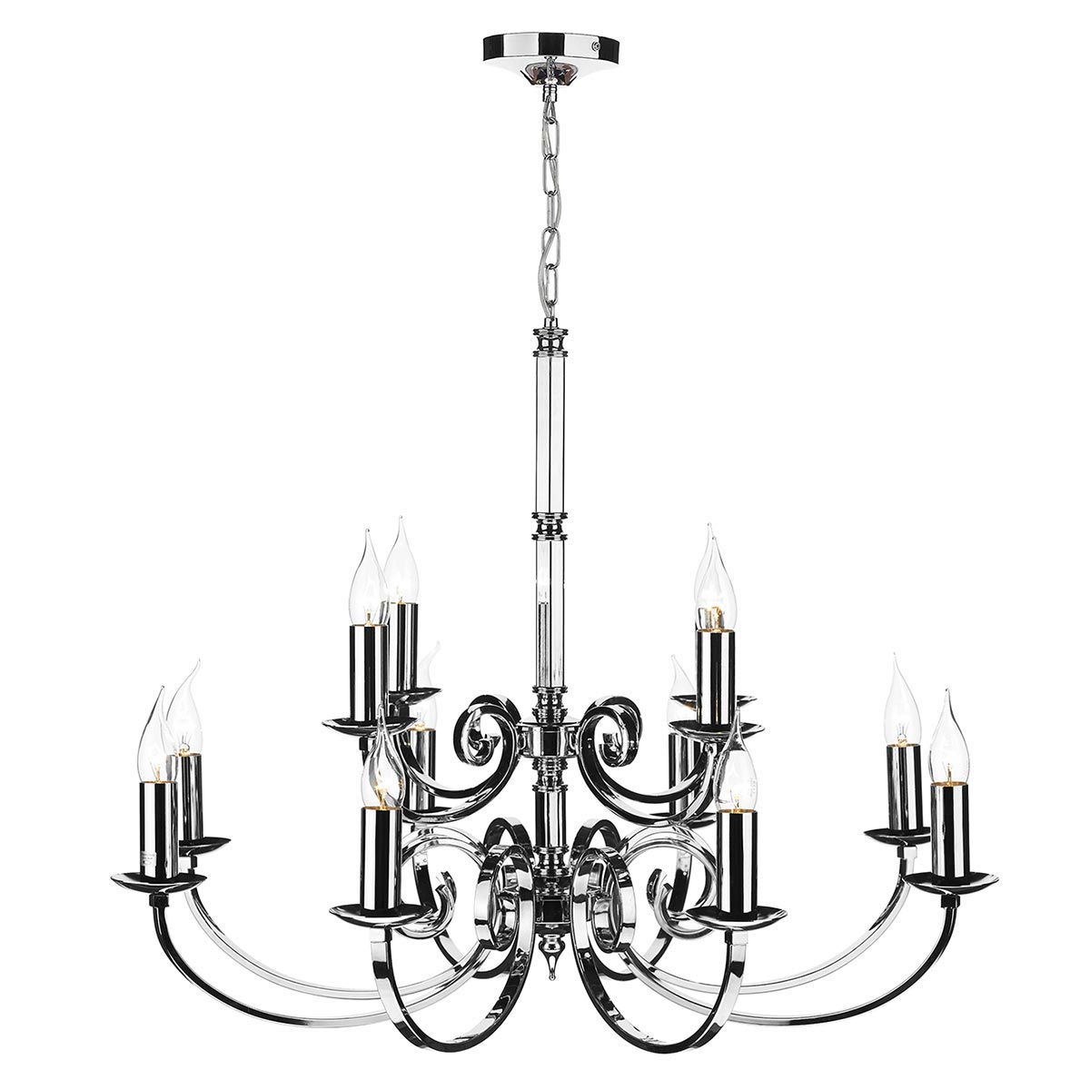 Dar Murray Large 12 Light Dual Mount Chandelier Chrome