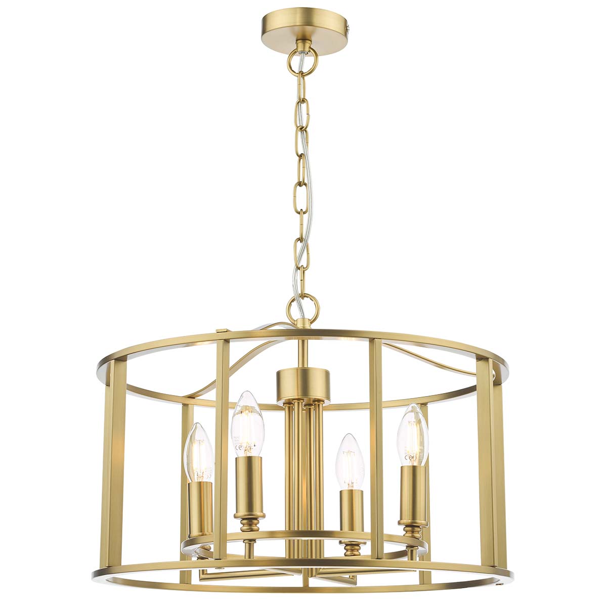 Dar Myka 4 Light Caged Pendant Chandelier Brushed Bronze