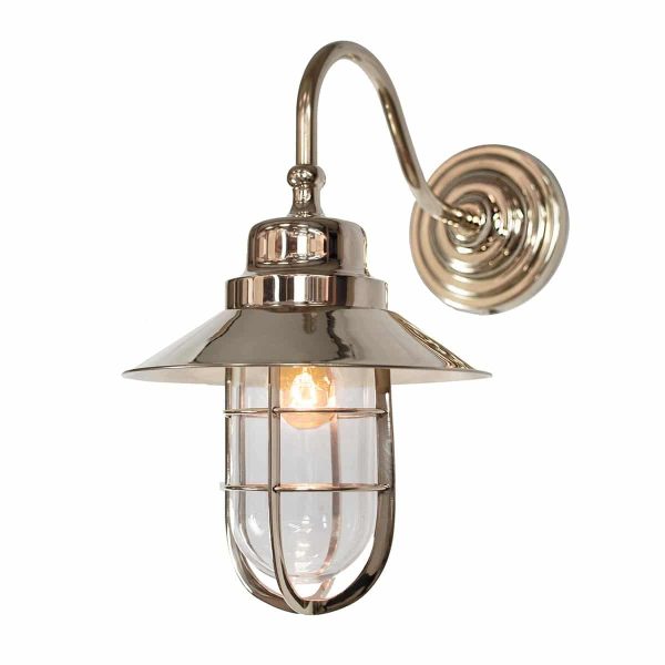 Wheelhouse nautical style 1 light outdoor wall lantern in polished nickel