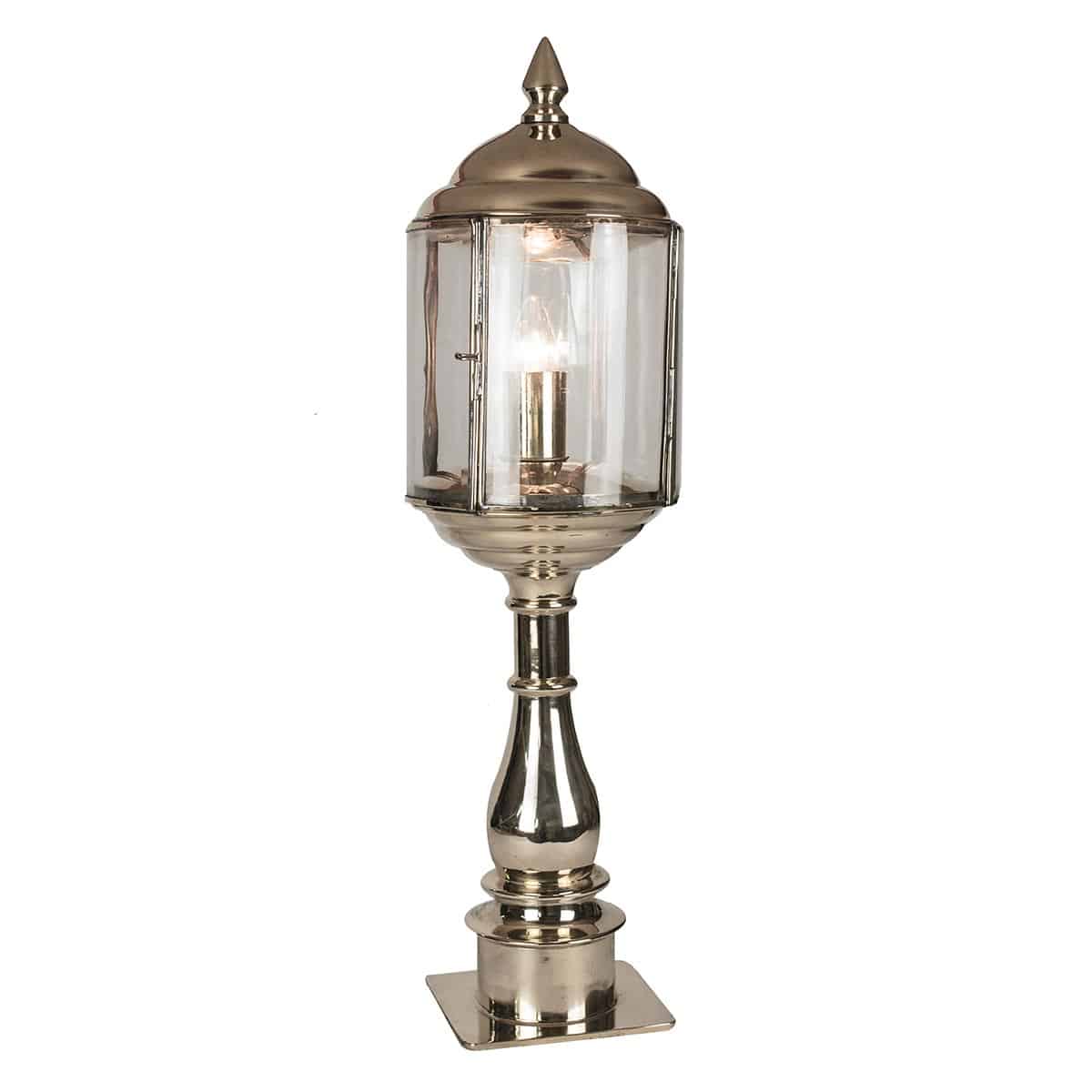 Wentworth Art Deco Style Tall Outdoor Pillar Lantern Polished Nickel