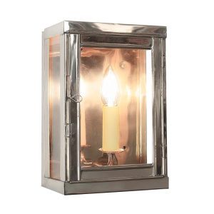 Oxbridge small 1 light vintage outdoor box lantern in polished nickel