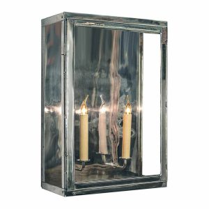 Oxbridge large 2 light vintage outdoor box lantern polished nickel