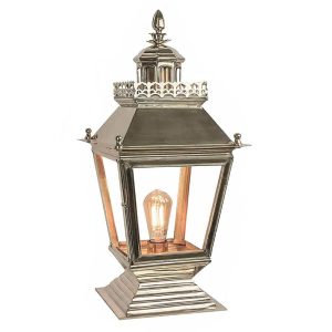 Chateau small polished nickel 1 light Victorian outdoor gate pillar lantern