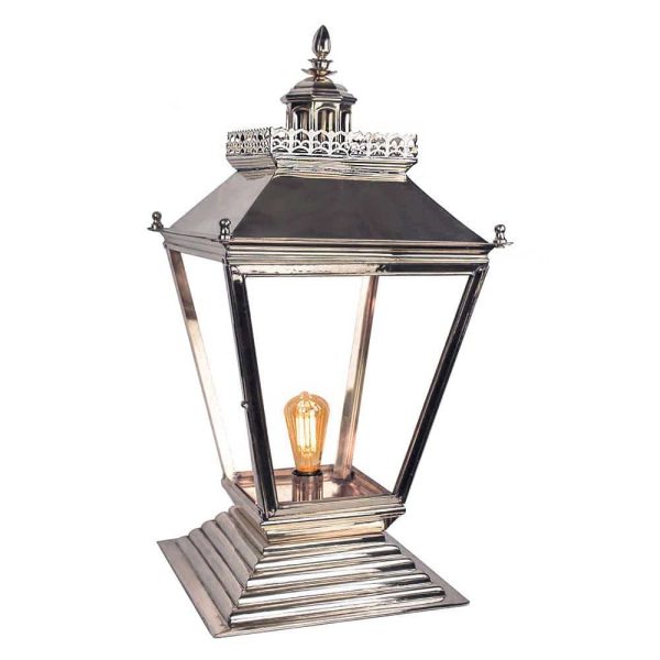 Chateau medium 1 light Victorian style outdoor gate pillar lantern in polished nickel