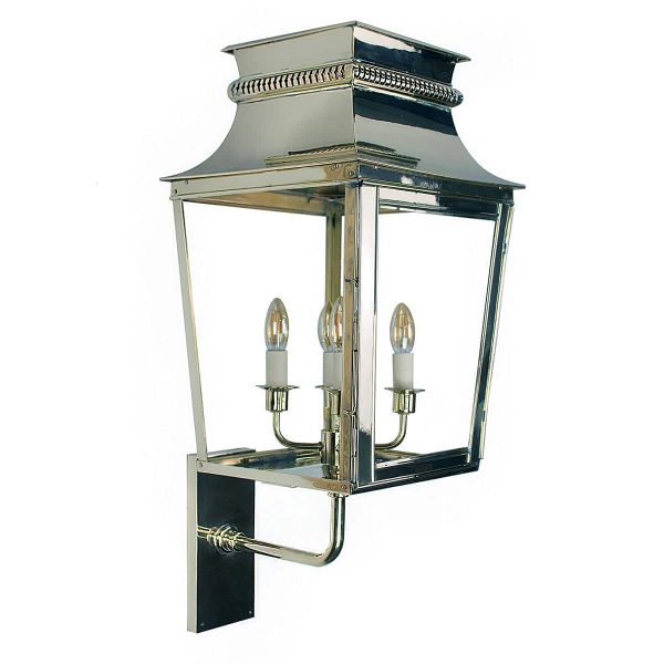 Parisienne Large French 4 Light Outdoor Wall Lantern Polished Nickel